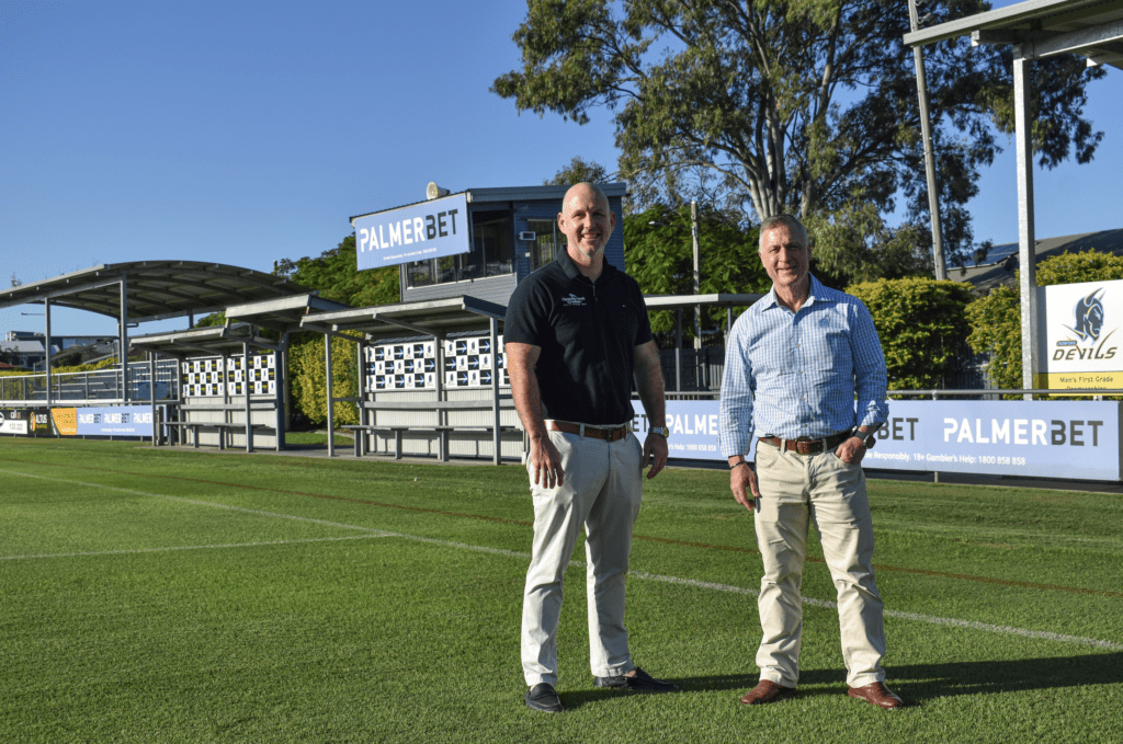 (Left) Jarrod Zurvas | Director of Sales at Captain Cook Cruises Fiji with Troy Rovelli | Norths Devils RLFC CEO